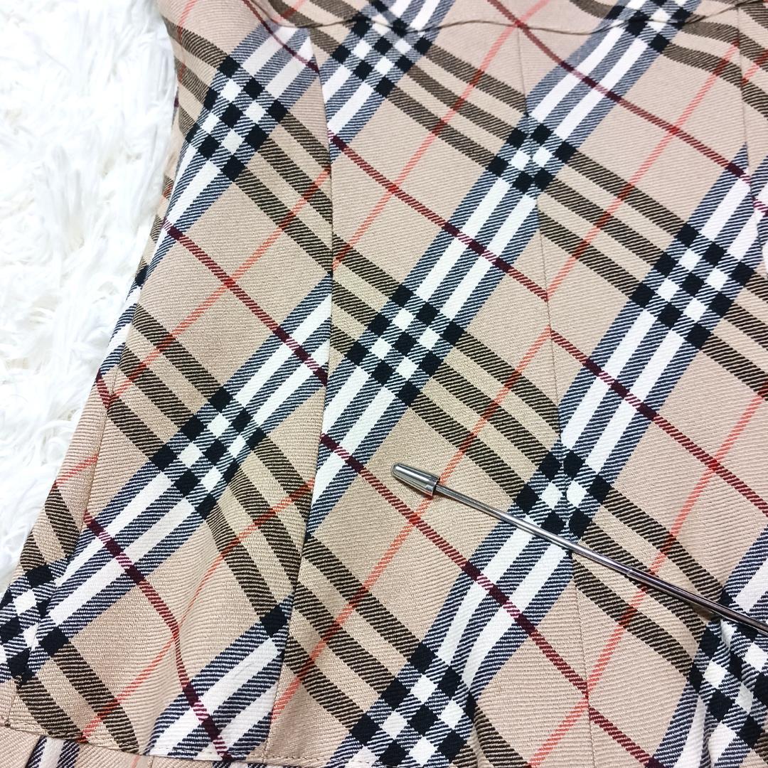 お洒落✨　バーバリーブルーレーベル　ミニワンピース　プリーツ　チェック　本革　M
