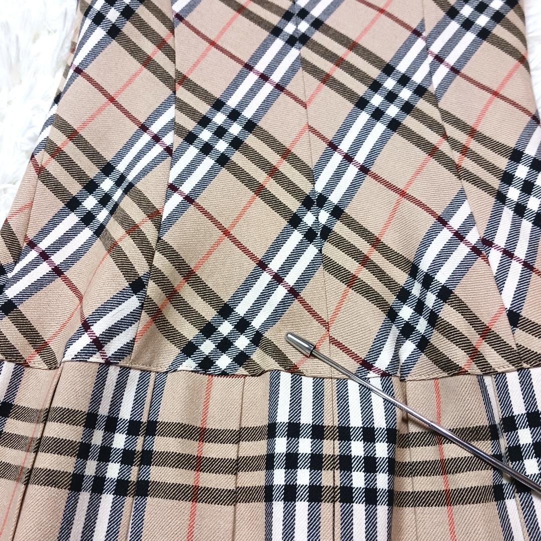お洒落✨　バーバリーブルーレーベル　ミニワンピース　プリーツ　チェック　本革　M