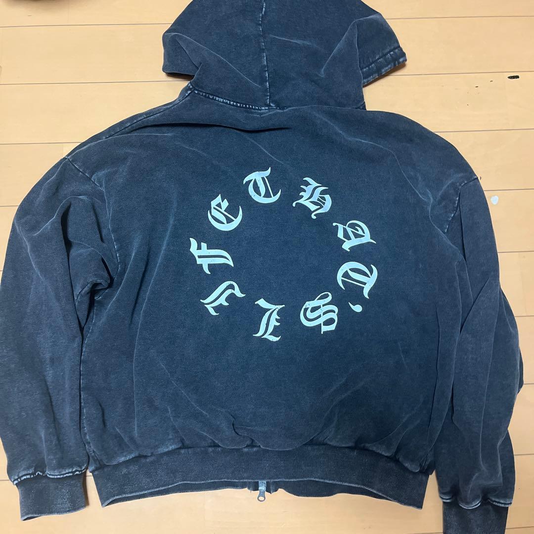 that's lifeブラック ジップアップパーカー プリント