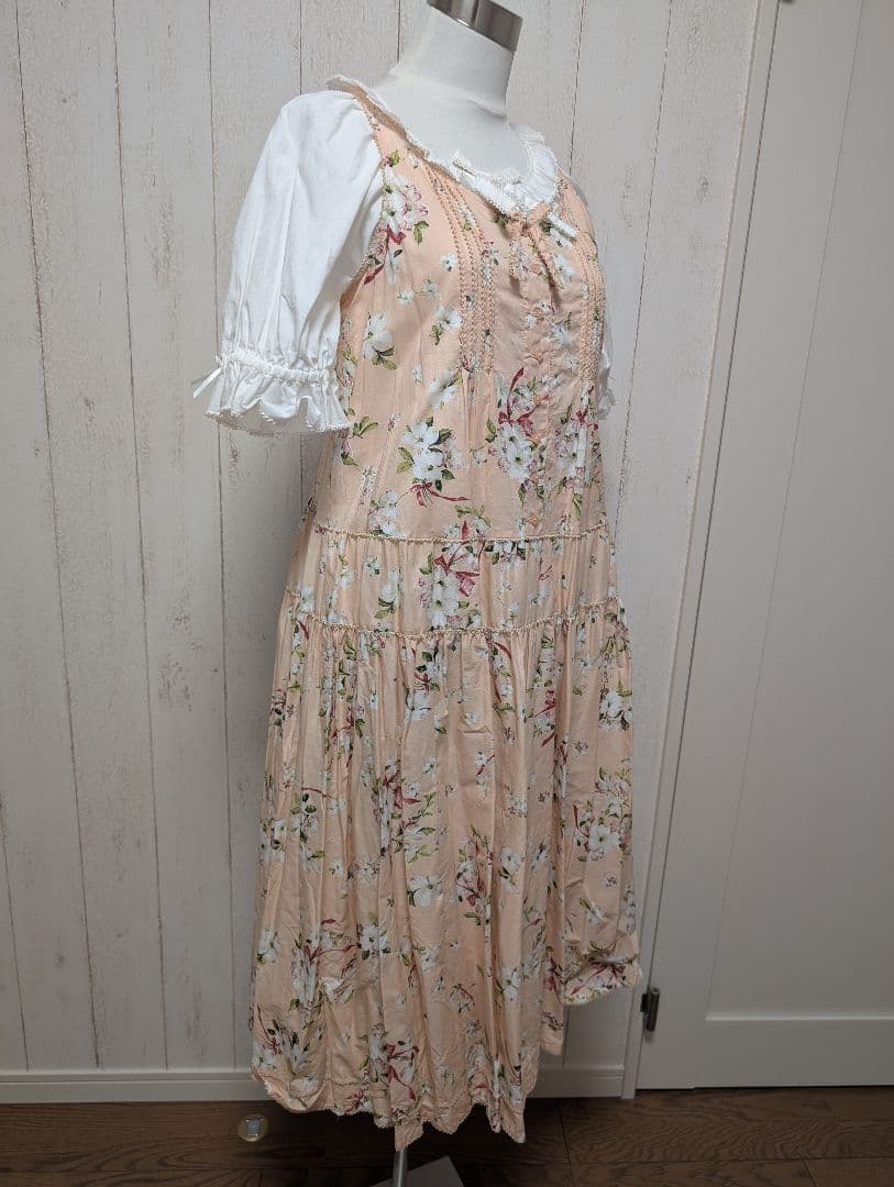 (未使用品タグ付き)ピンクハウス　ハナミズキ柄ノースリーブミディワンピース