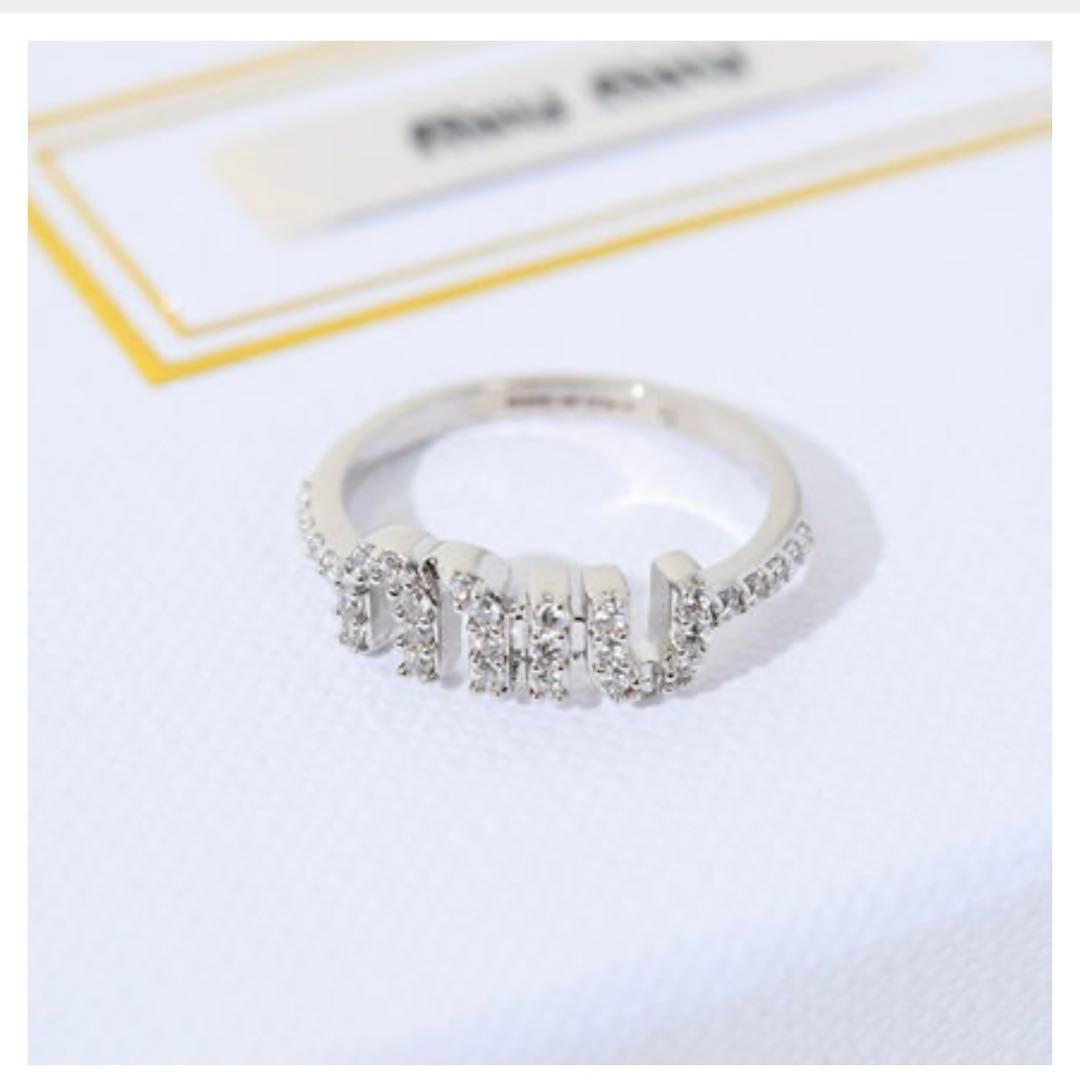 miumiu リング クリスタル　シルバー 12号