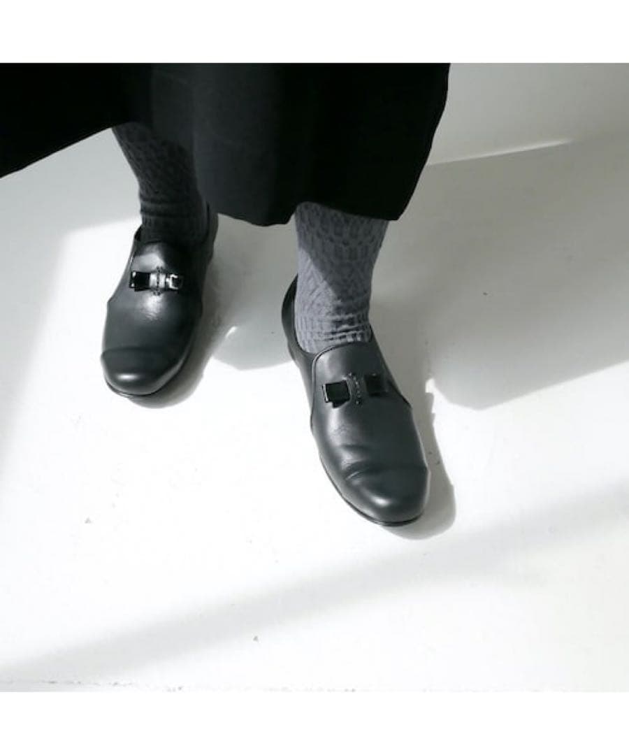 chausser ショセ＊黒　スリッポン キャップトゥ シューズ　革靴　39