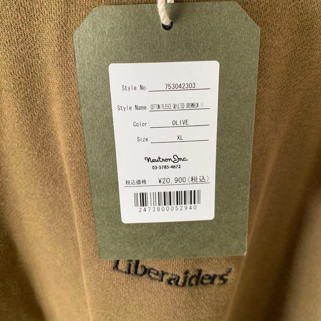 Liberaiders QUILTED CREWNECK オリーブ　XLサイズ