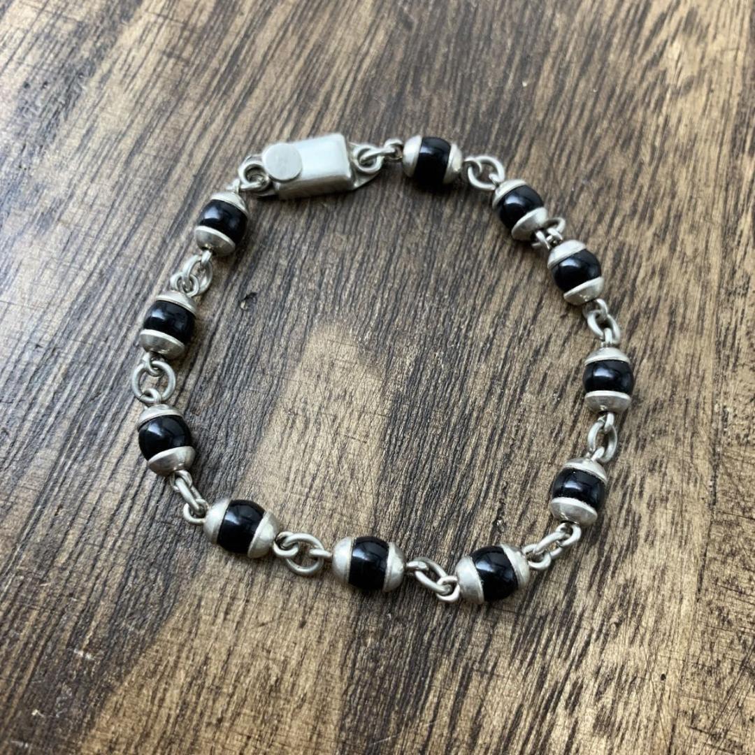 ヴィンテージ メキシカンジュエリーブレスレット ブラックオニキス 1