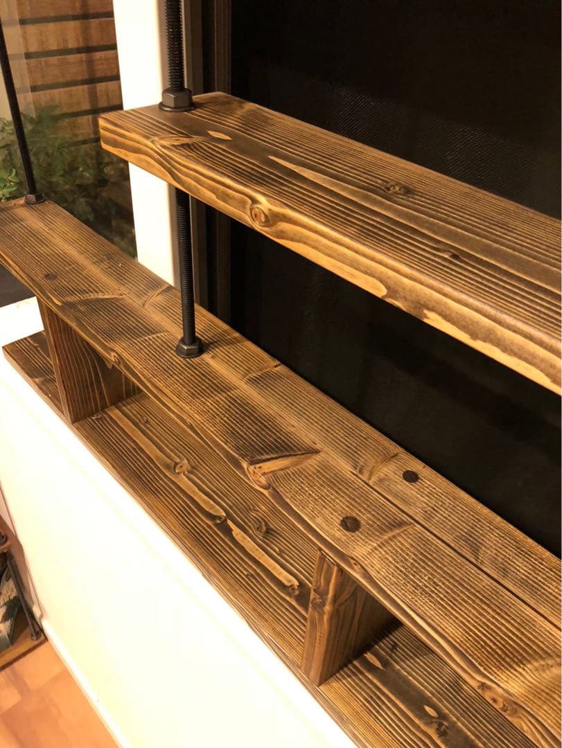 キッチンラック☆木目強調☆窓枠インテリア☆西海岸