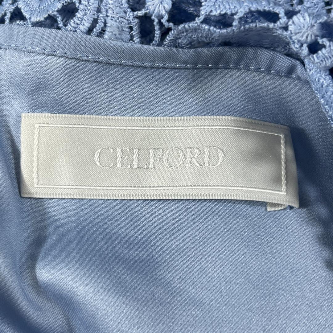 未使用 セルフォード レースワンピース ポリエステル ライトブルー 上品 36