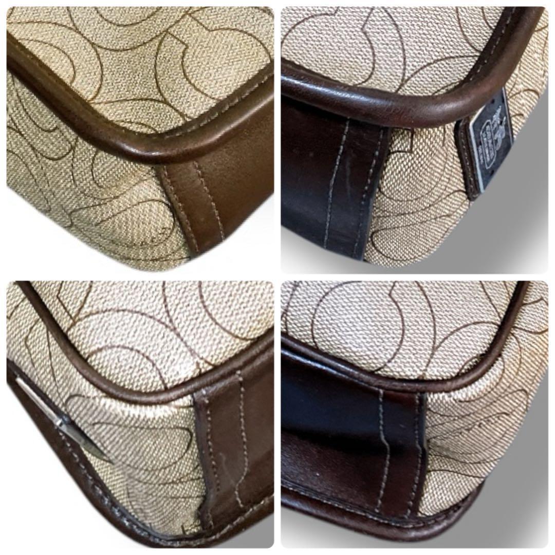 コーチ 良品 オプアート 斜め掛け可 PVC メッセンジャーバッグ ベージュ