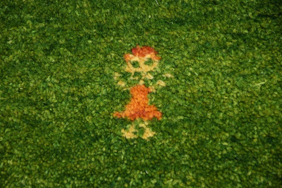 EFK115 展示品 ギャッベ 手織り ウール100% グリーン ラグ 絨毯