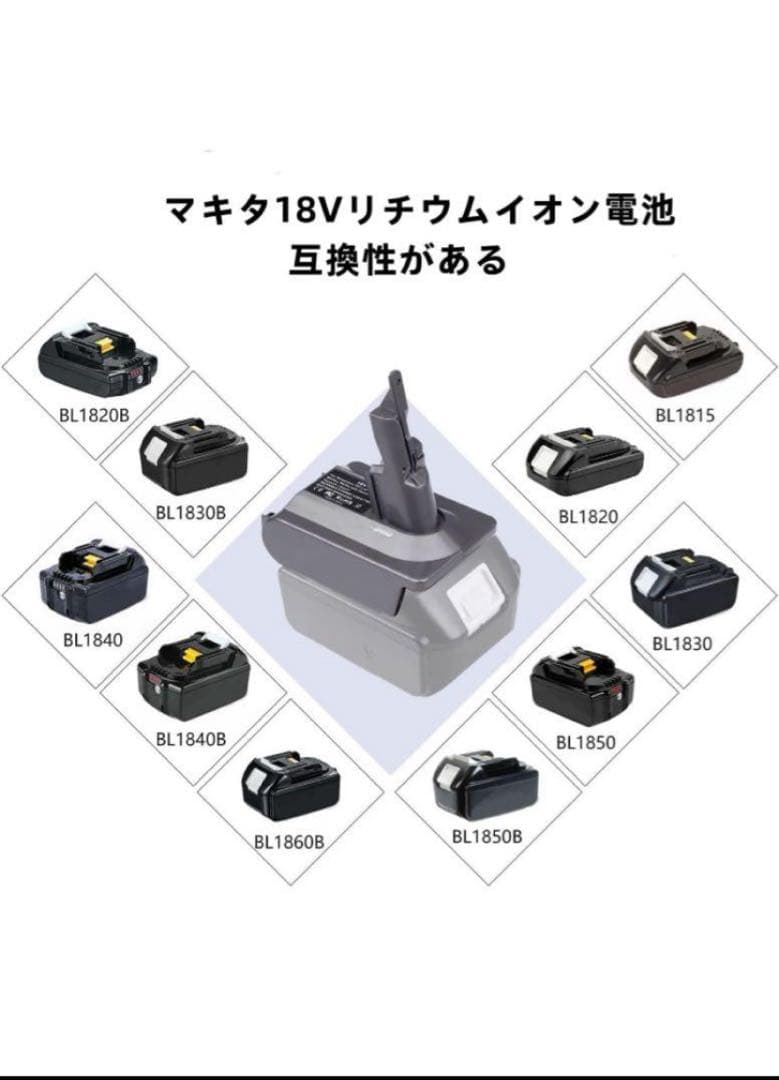 ダイソンV7(SV11)＋マキタ18Vリチウム電池用変換アダプター