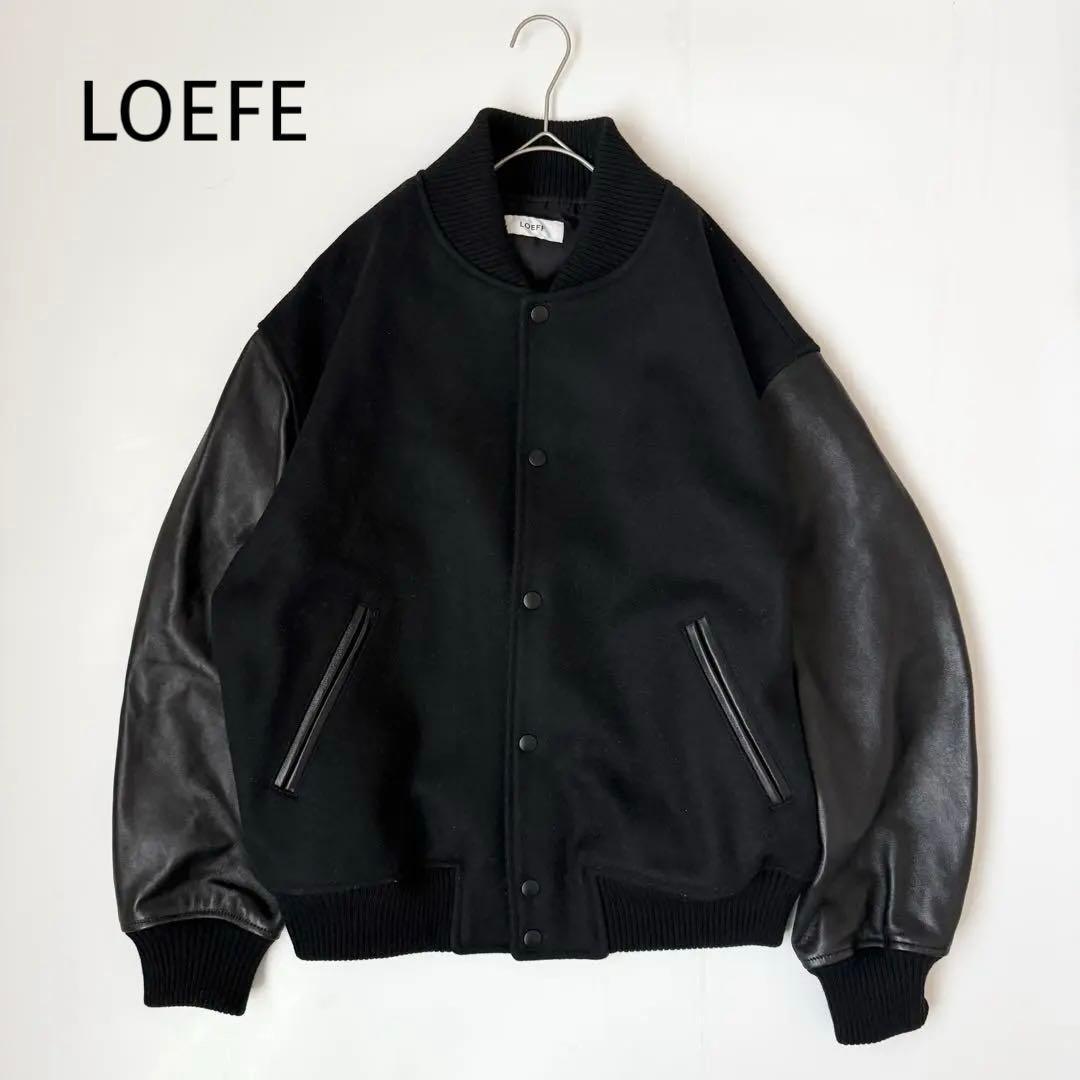 LOEFF ラムレザースリーブ メルトン スタジアム ジャンパー　サイズ1