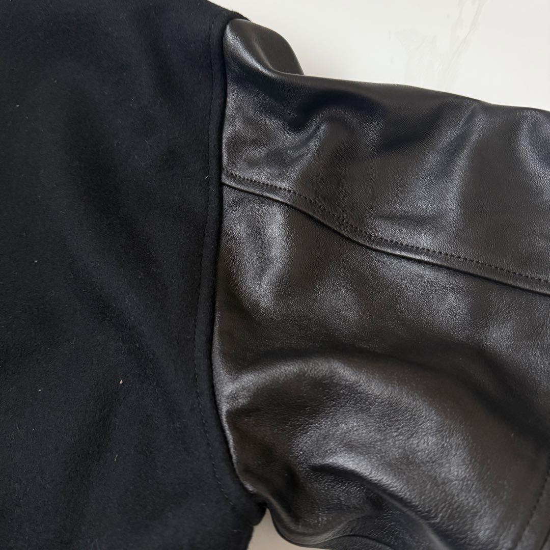 LOEFF ラムレザースリーブ メルトン スタジアム ジャンパー　サイズ1