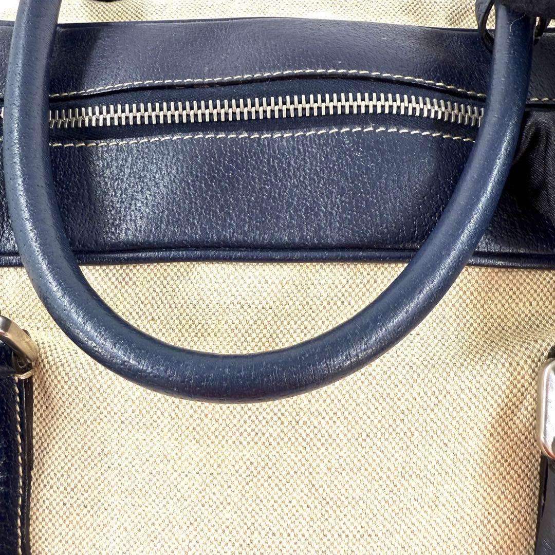 PRADA プラダ　ボストンバッグ キャンバス×革ネイビー　レディース・メンズ