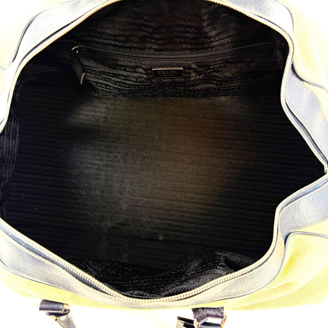 PRADA プラダ　ボストンバッグ キャンバス×革ネイビー　レディース・メンズ