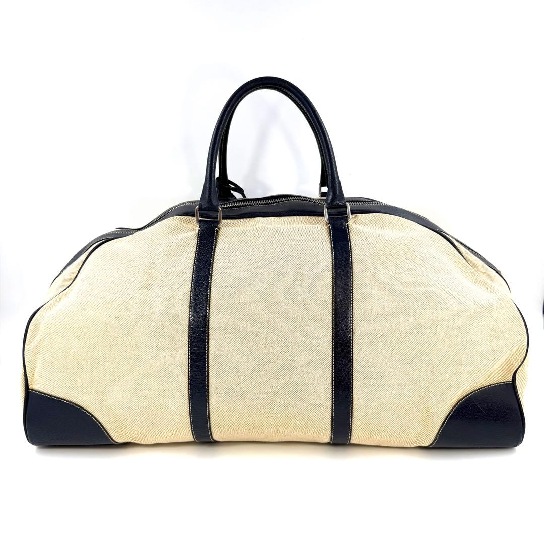 PRADA プラダ　ボストンバッグ キャンバス×革ネイビー　レディース・メンズ