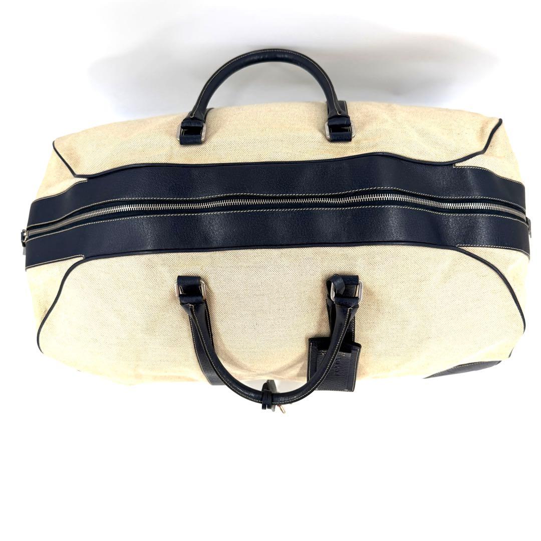 PRADA プラダ　ボストンバッグ キャンバス×革ネイビー　レディース・メンズ