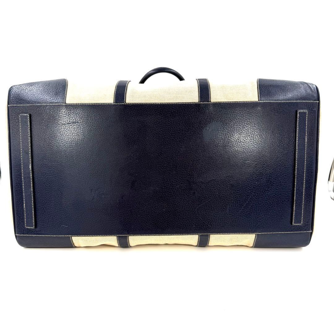 PRADA プラダ　ボストンバッグ キャンバス×革ネイビー　レディース・メンズ