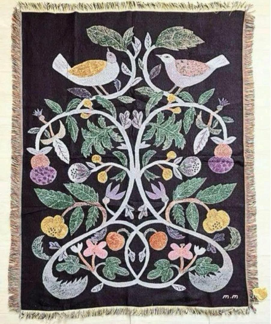 ハナ☆コト　タペストリー ラグ　110×153cm　プランツ バード　鳥