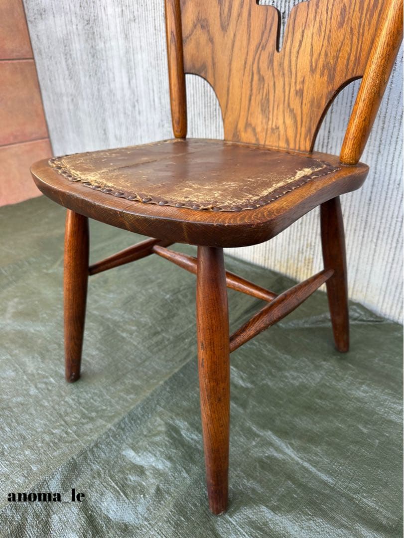 【ダイニングチェア】飛騨家具　太平産業　レザートップ　チャーチチェア