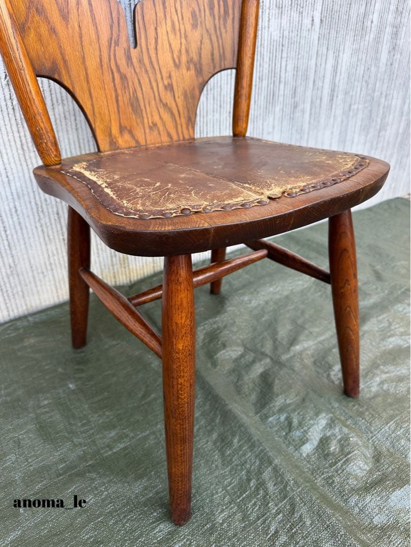 【ダイニングチェア】飛騨家具　太平産業　レザートップ　チャーチチェア