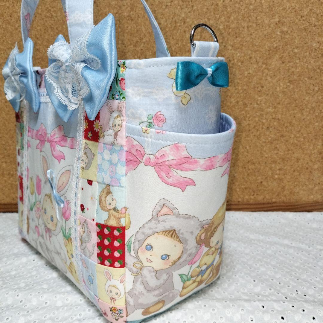 パッチワークサイドポケット付き２wayトートバック