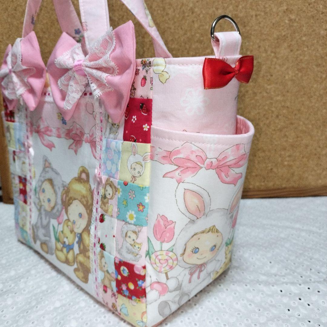 パッチワークサイドポケット付き２wayトートバック