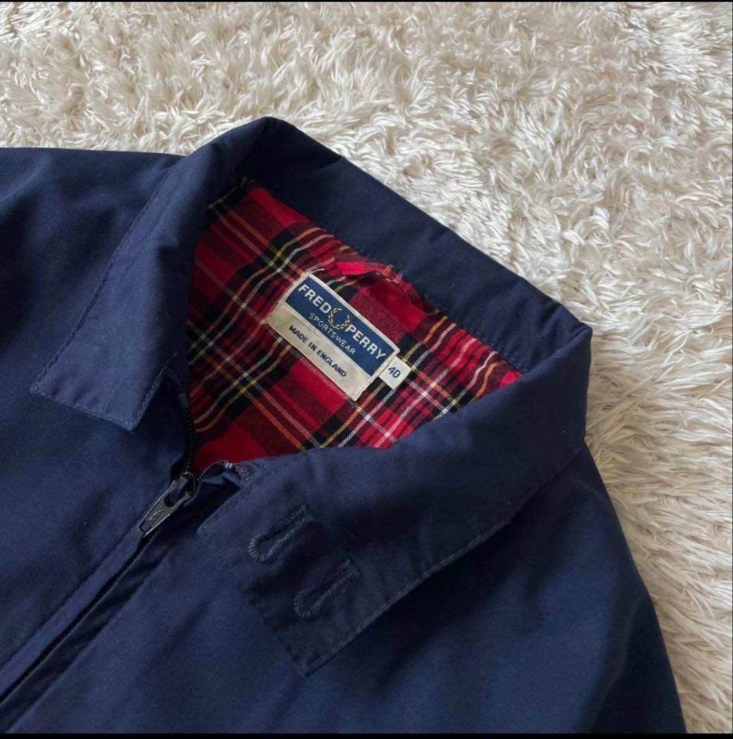 フレッドペリー 美品 FRED PERRY ハリントンジャケット 40 ネイビー