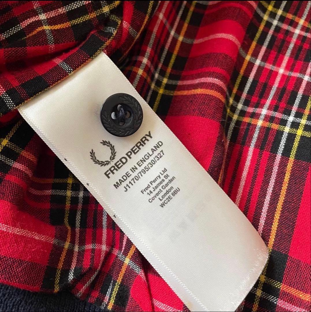 フレッドペリー 美品 FRED PERRY ハリントンジャケット 40 ネイビー