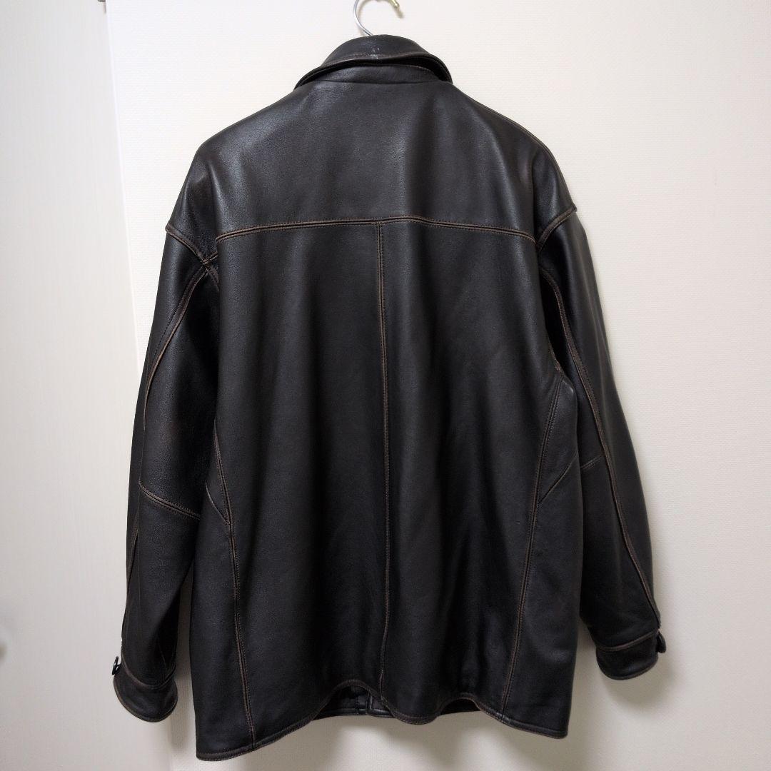 BEAMS ブラックレザージャケット S　カーコート　カバーオール　シープスキン