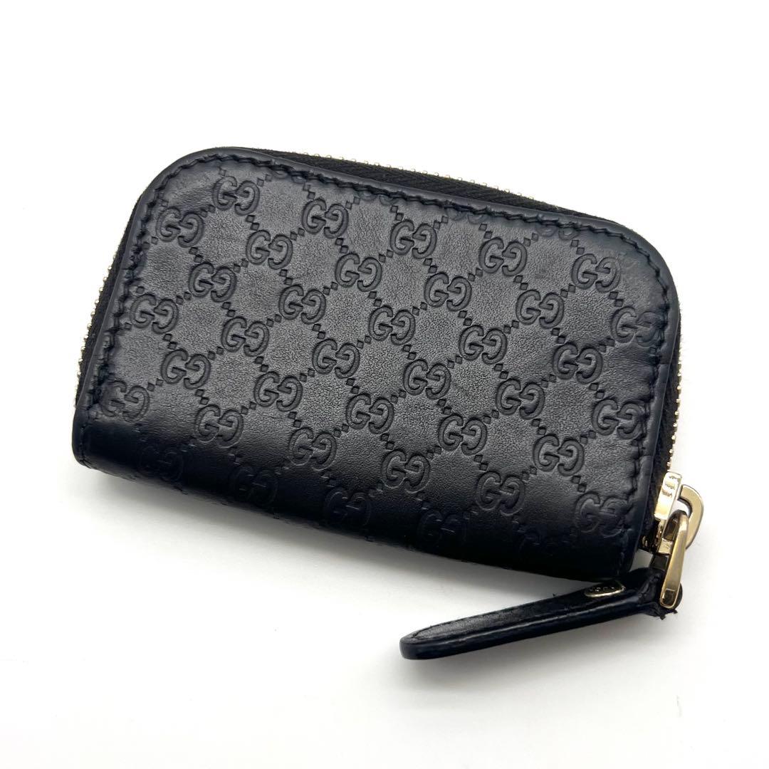 美品 GUCCI グッチ シマ GGロゴ レザー ブラック 黒 ケース