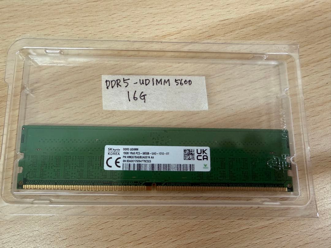 SK Hynix DDR5 UDIMM 5600 16GB １枚