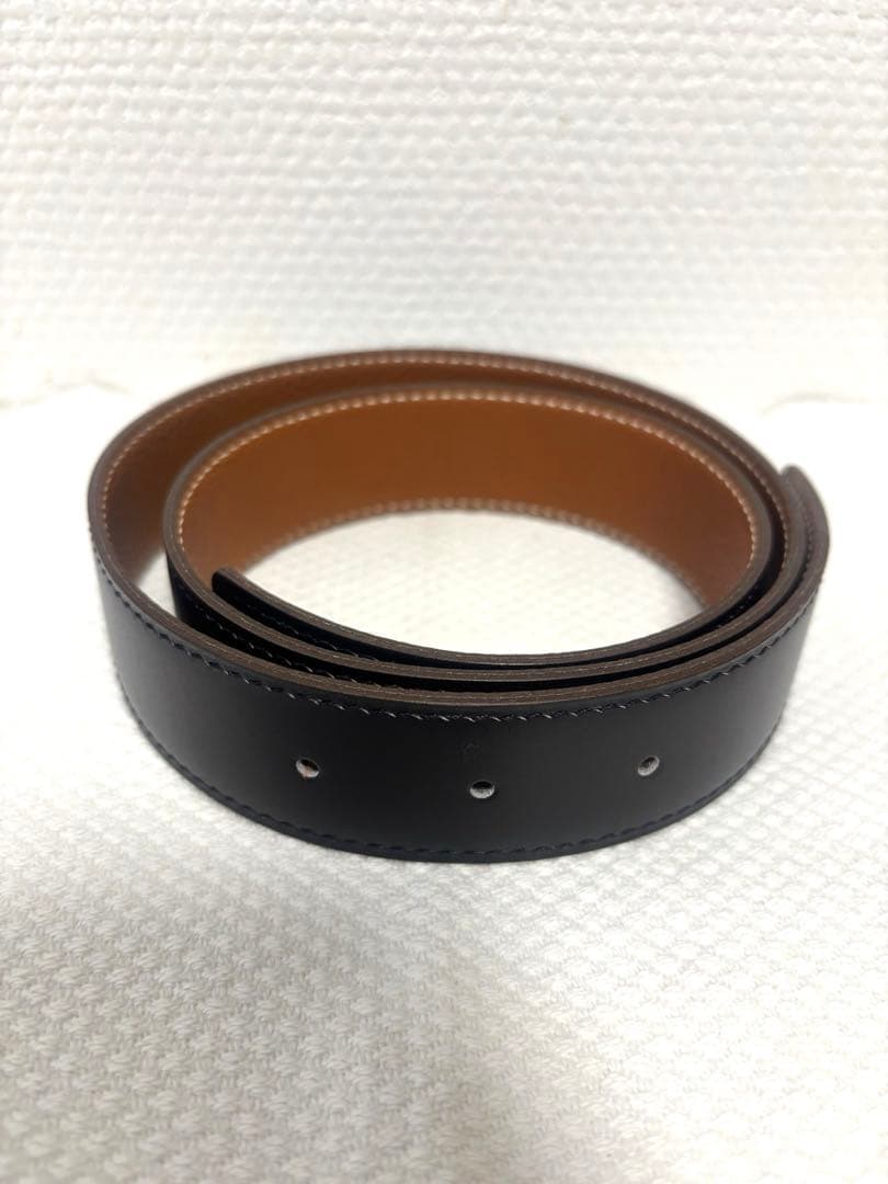 【新品・未使用】HERMES レザー ベルト ブラック ブラウン 75 交換用