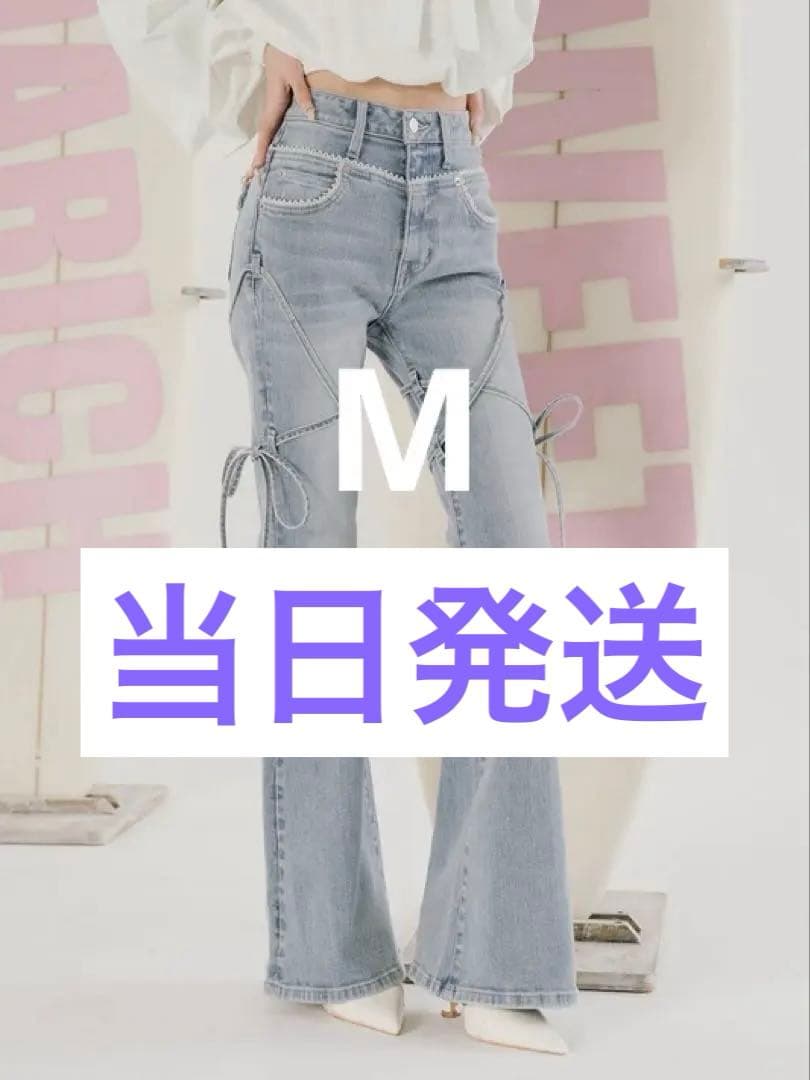 Darich ダーリッチ ピコレースハイウエストフレアデニム M