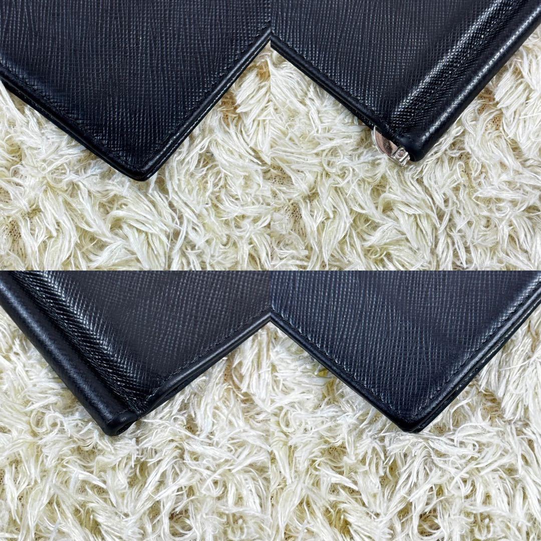 大人気✨プラダ　マネークリップ　三角ロゴ　サフィアーノ　黒　ギャラ付き　付属品付