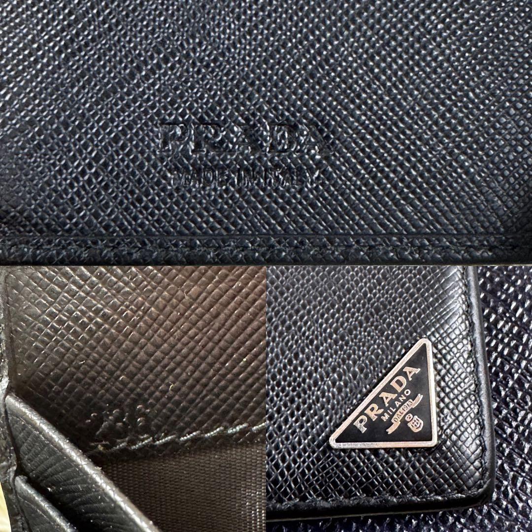 大人気✨プラダ　マネークリップ　三角ロゴ　サフィアーノ　黒　ギャラ付き　付属品付
