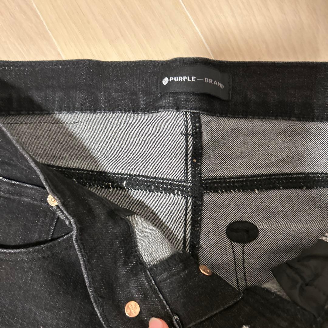 早い者勝ちすぐ売れます PURPLE ブラックデニム パンツ 28