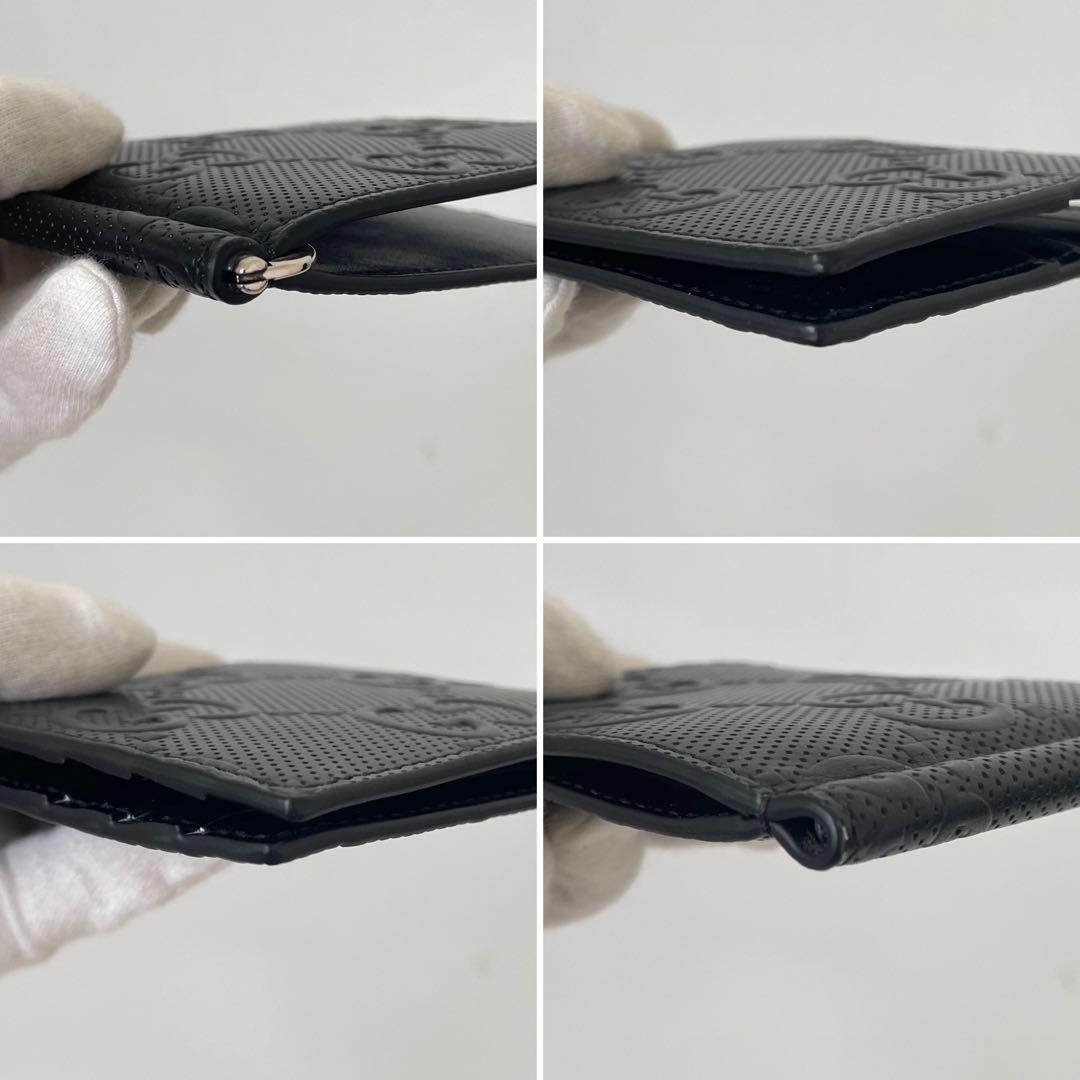 【未使用】グッチ マネークリップ GG エンボス レザー 黒 676656