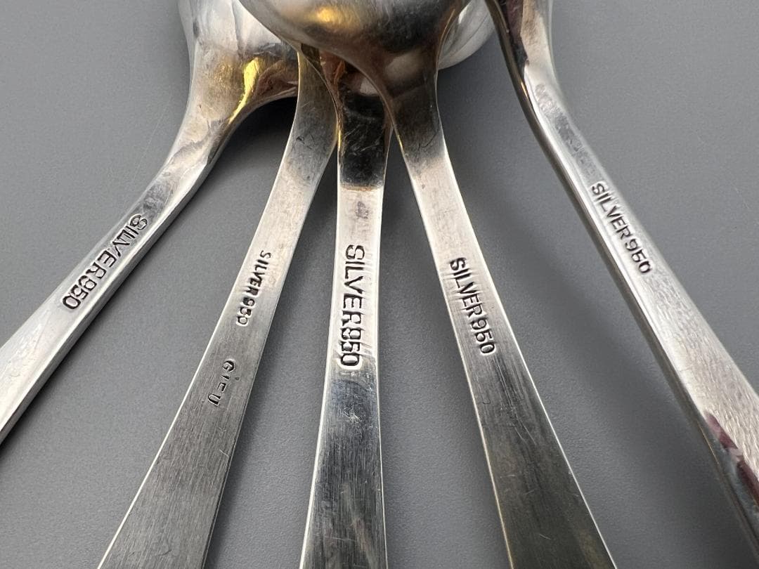 SILVER 950　刻印　スプーン　５点セット　重量約90g　銀食器 銀細工