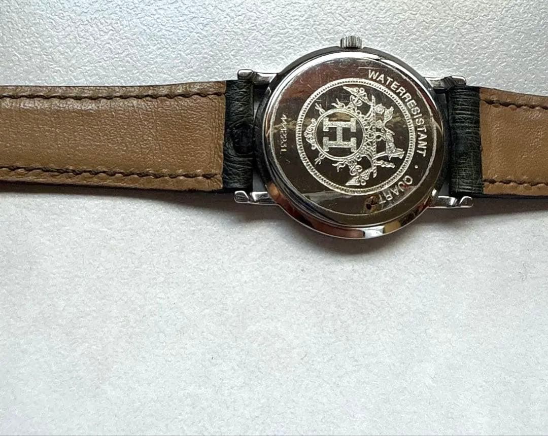 希少【未使用にちかい】エルメスセリエ 腕時計 オーストリッチ　革ベルト　稼働品