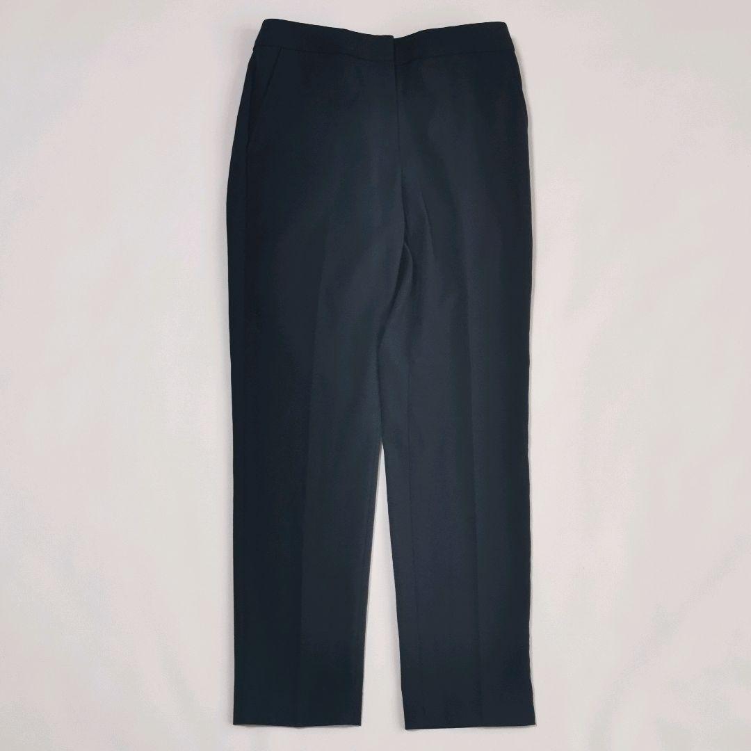 プラステ パンツスーツ ノーカラージャケット セットアップ リネン混 ボタンレス