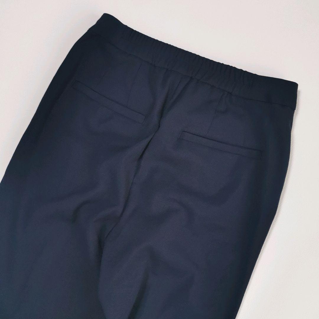 プラステ パンツスーツ ノーカラージャケット セットアップ リネン混 ボタンレス