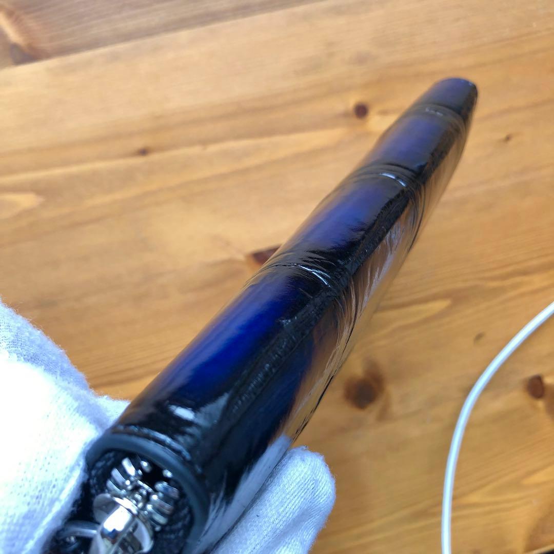 本物　クロコダイル　シャムワニ　 長財布 ワニ革 一枚革　青ブルー