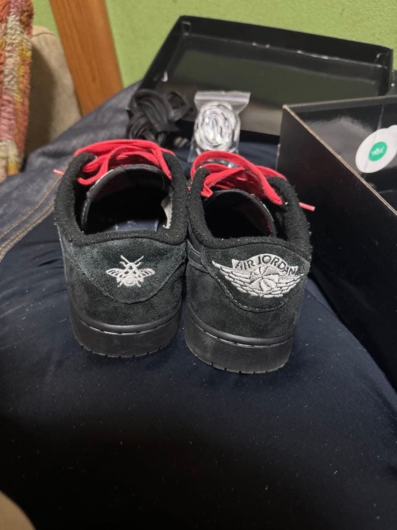 靴 TravisScottNikeAirJordan1LowBlackPhantom