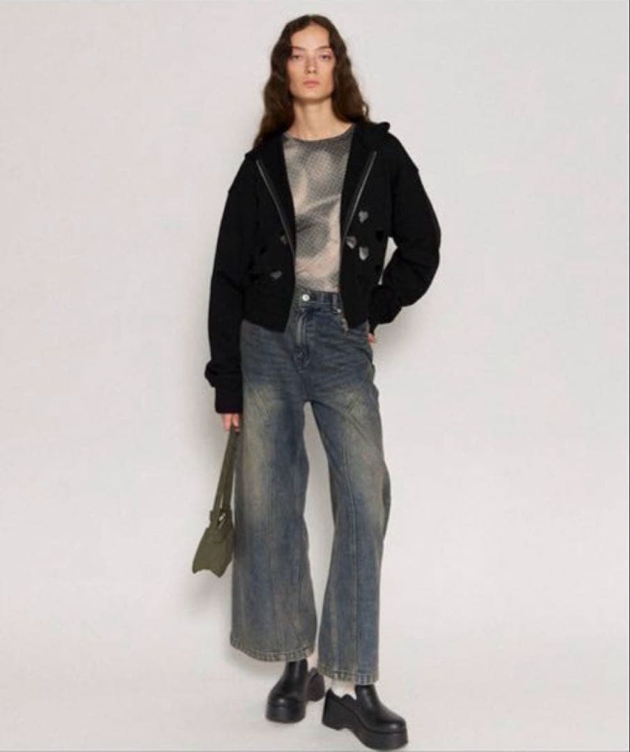 MAISON SPECIAL プリーツスカートレイヤードパンツ　デニム