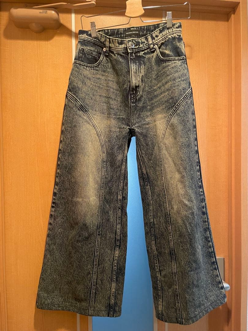 MAISON SPECIAL プリーツスカートレイヤードパンツ　デニム