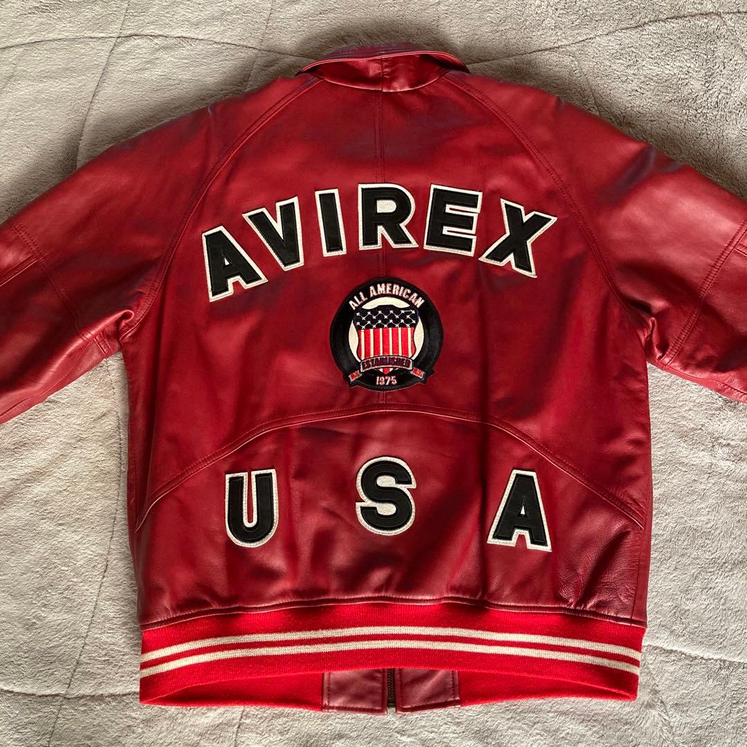 極美品・希少モデル　AVIREX シグネチャーバーシティジャケット　M 赤