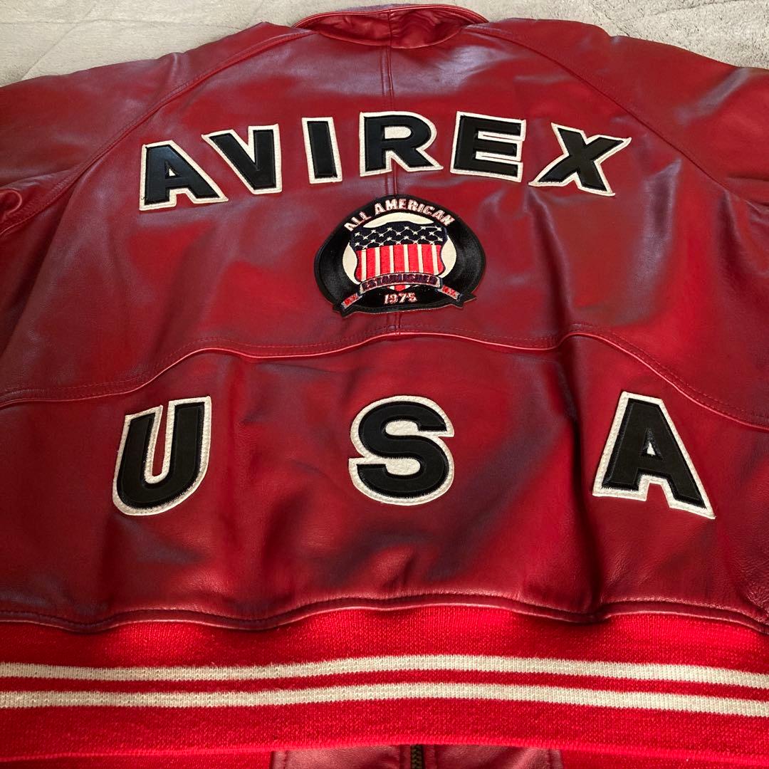 極美品・希少モデル　AVIREX シグネチャーバーシティジャケット　M 赤