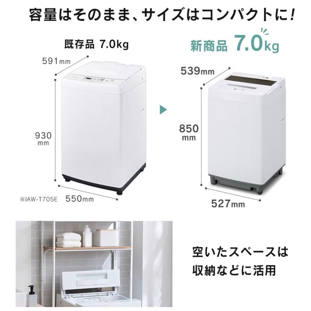 新品 アイリスオーヤマ 全自動洗濯機 ITW-70A01-W 7kg 保証書有