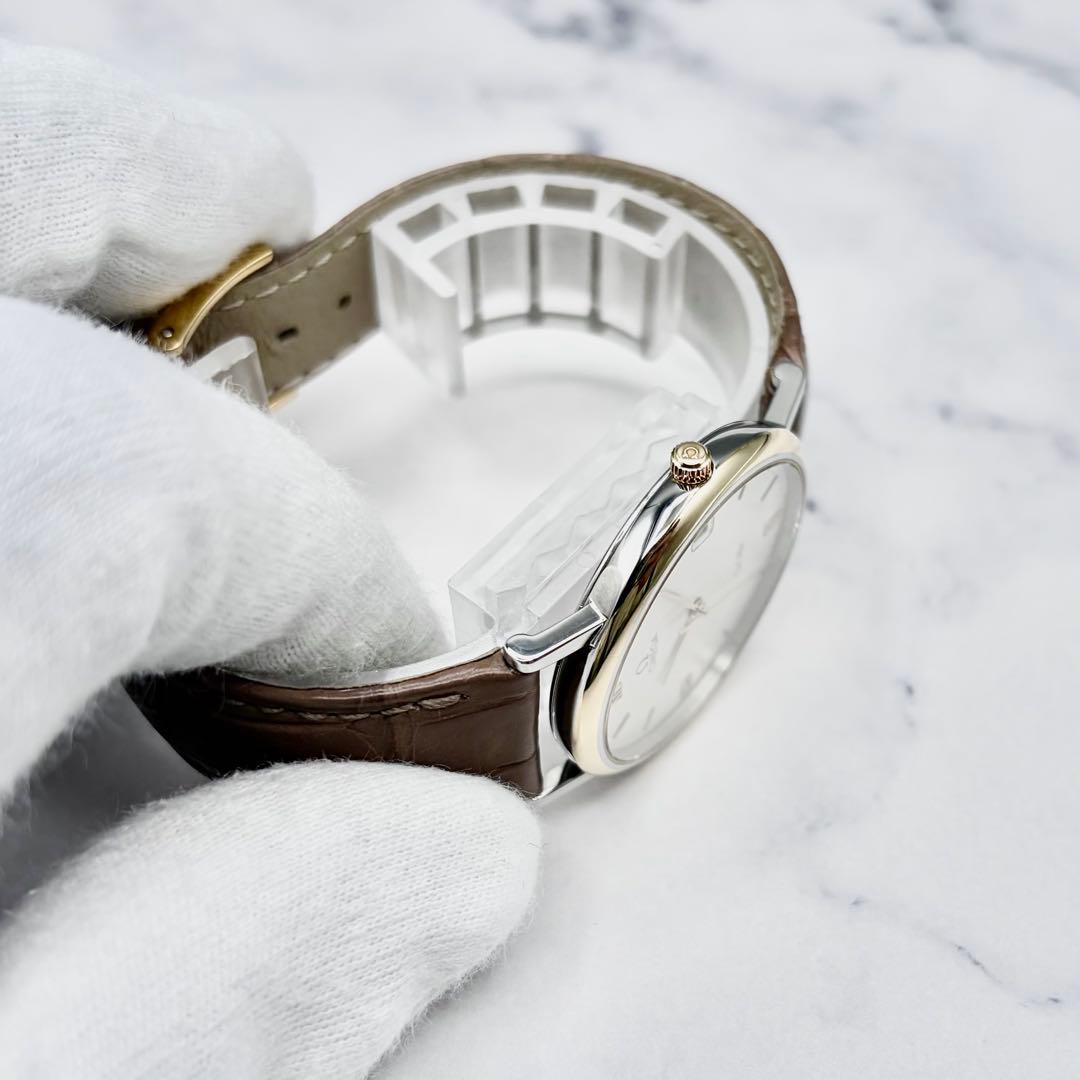 【美品】オメガ デヴィル K18YG リーフ針 7420.33 純正本革ベルト