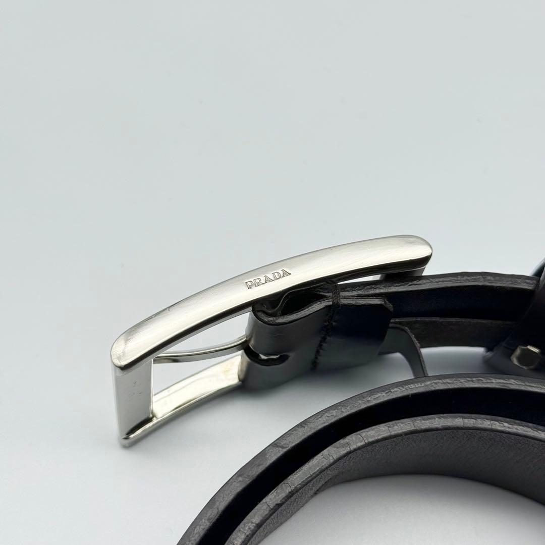 ✨良品✨PRADA ベルト シルバー金具 ビジネス 紳士 ブラック 純正ベルト
