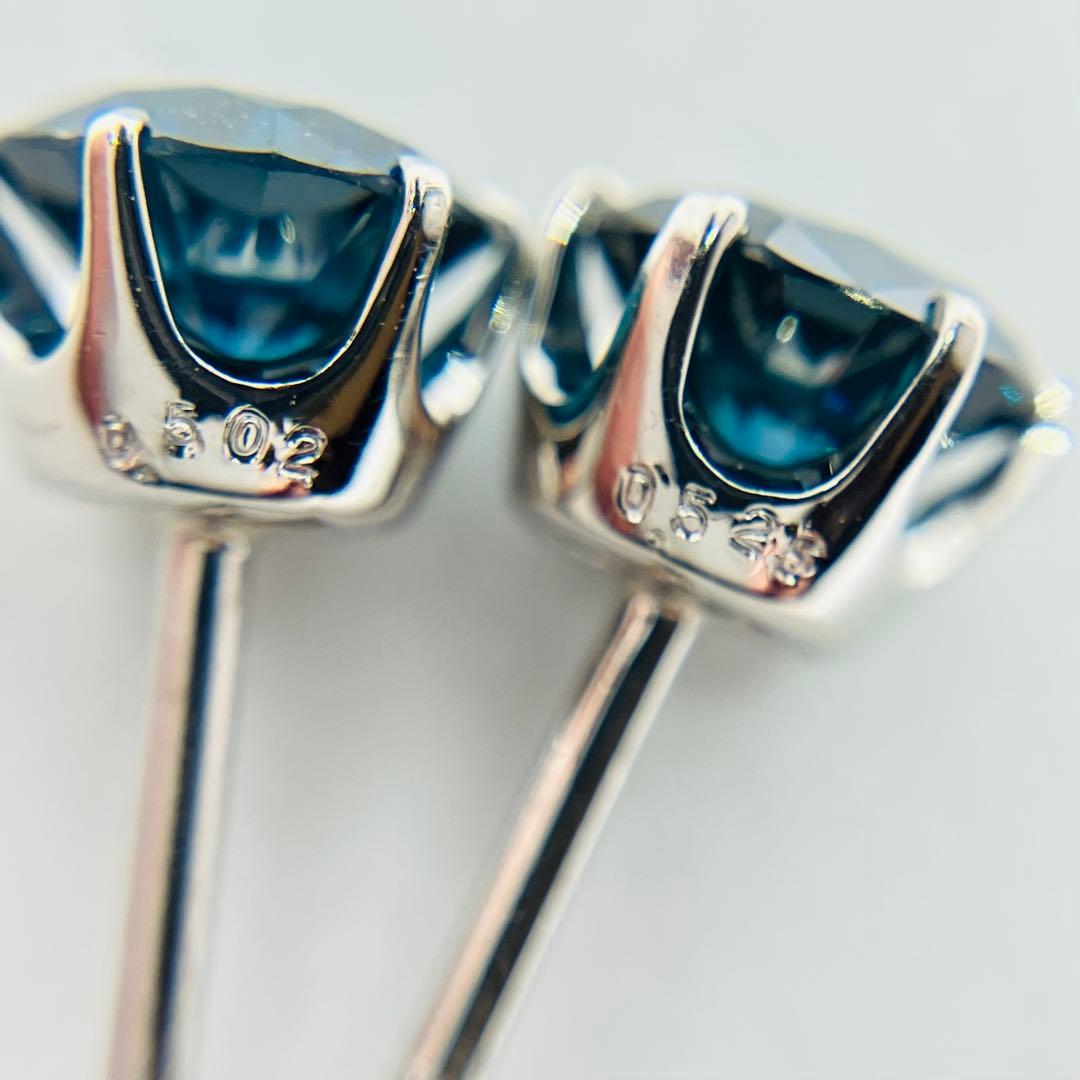 美品 Pt900 トリート ブルーダイヤモンド ピアス BD:1.027ct